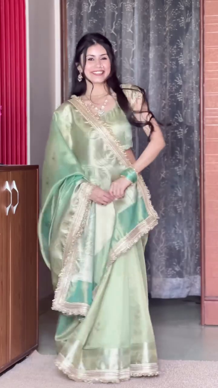 Elegant Mint Green Silk Saree for Women | Traditional Party Wear Designer Saree